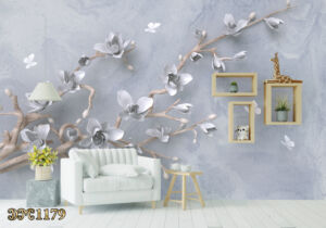 پوستر دیواری گل هلندی روی شاخه های برجسته TD1179