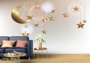 پوستر دیواری طرح آویز ماه و ستاره طلایی TD1191